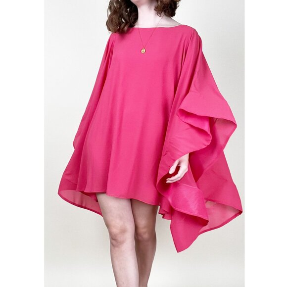 Vintage Ruffle Wide Flare Bell Sleeve Tunic Mini Dress Mod Barbiecore Barbie 70s - Picture 12 of 12